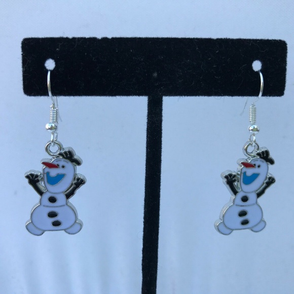 Christmas Women Earring Silver Plated Hook Snowman - Picture 4 of 7